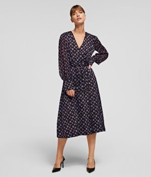 Šaty Karl Lagerfeld Karl Tetris Printed Wrap Dress