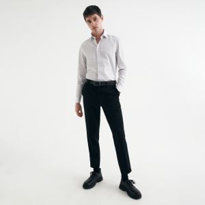 Reserved - Bodkovaná slim fit košeľa - Biela