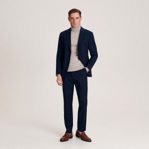 Reserved - Oblekové nohavice slim fit - Tmavomodrá