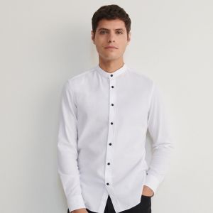 Reserved - Košeľa super slim fit so stojačikom - Biela