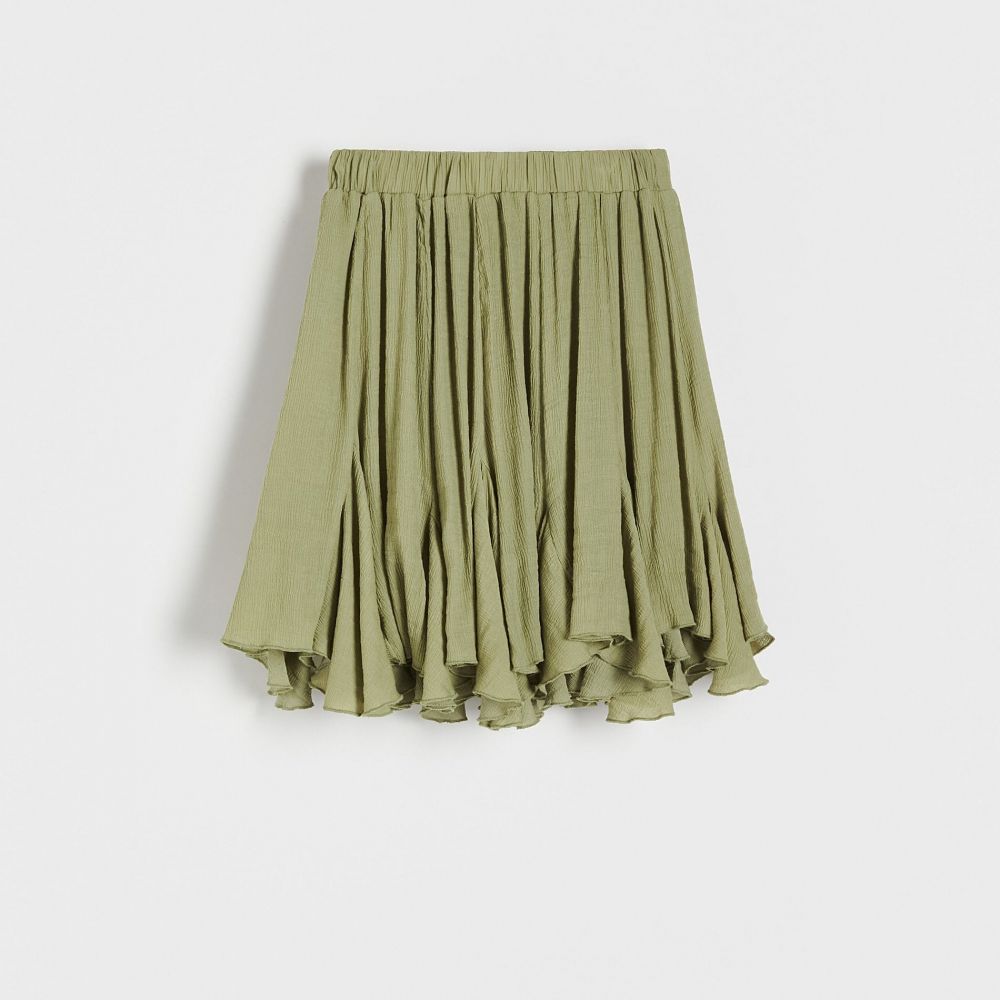 Reserved - Viskózová minisukňa - Khaki