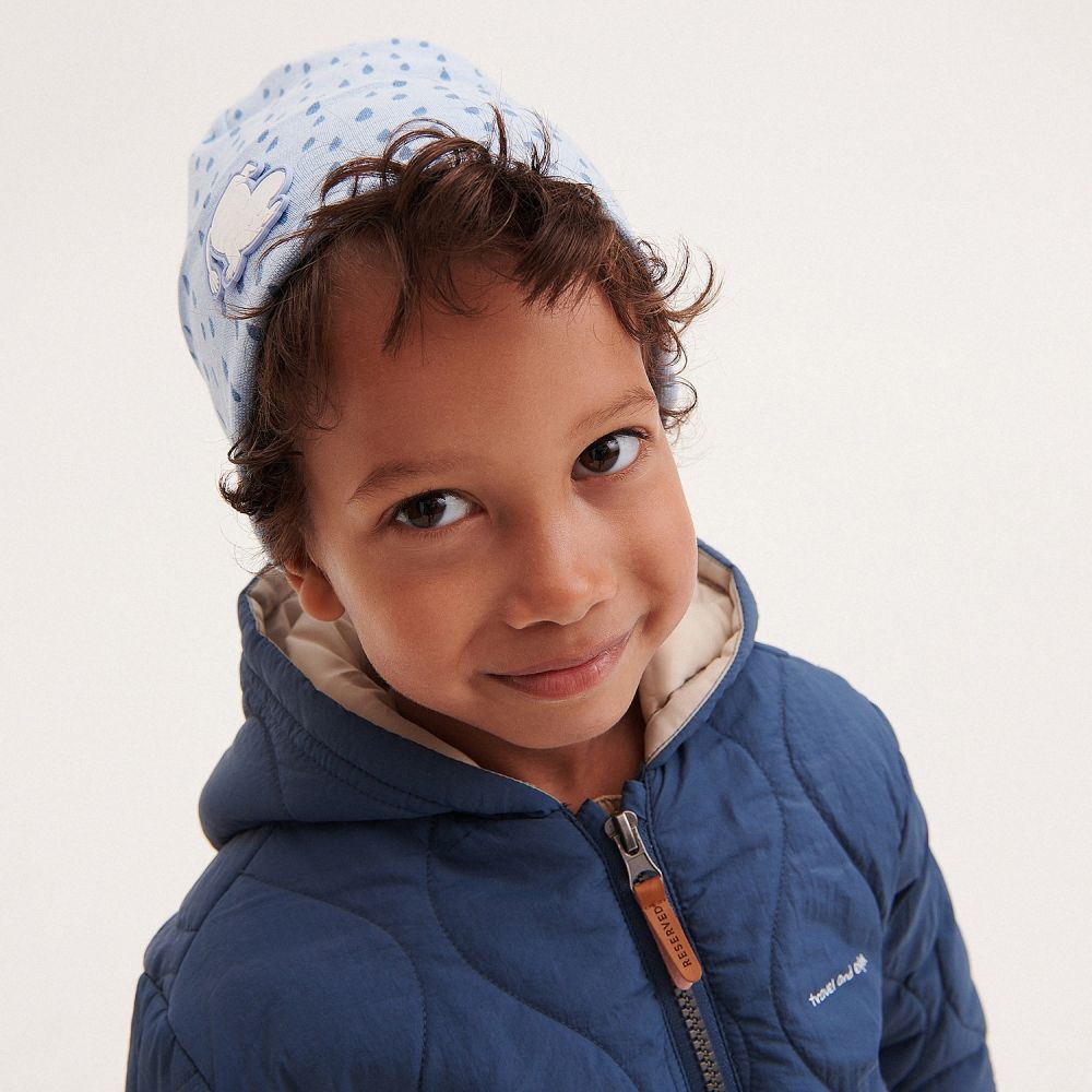 Reserved - Čiapka beanie s potlačou Moomins - Modrá