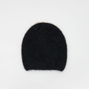 Reserved - Čiapka beanie s prímesou alpaky - Čierna