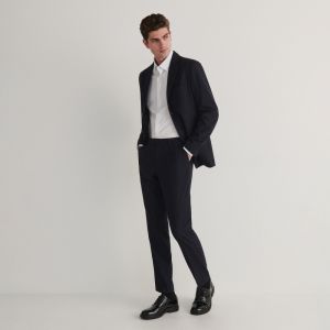 Reserved - Slim trousers with pressed crease - Tmavomodrá