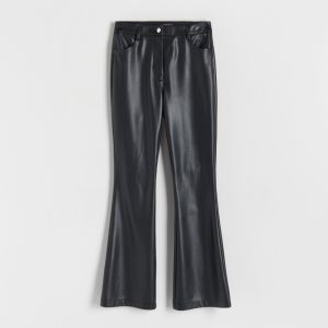 Reserved - Flare nohavice z umelej kože - Čierna