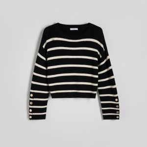 Reserved - Pásikavý sveter - Čierna