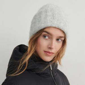 Reserved - Čiapka beanie s prímesou vlny - Svetlošedá