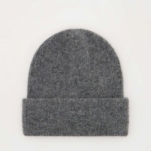 Reserved - Čiapka beanie s prímesou alpaky - Šedá