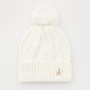 Reserved - Čiapka beanie s brmbolcom - Krémová