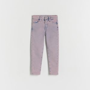 Reserved - Slim džínsy s efektom prania - Ružová