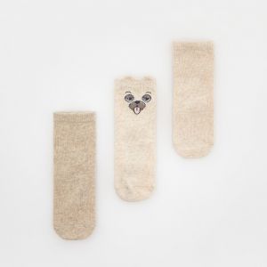 Reserved - Súprava 3 párov protišmykových ponožiek - Béžová