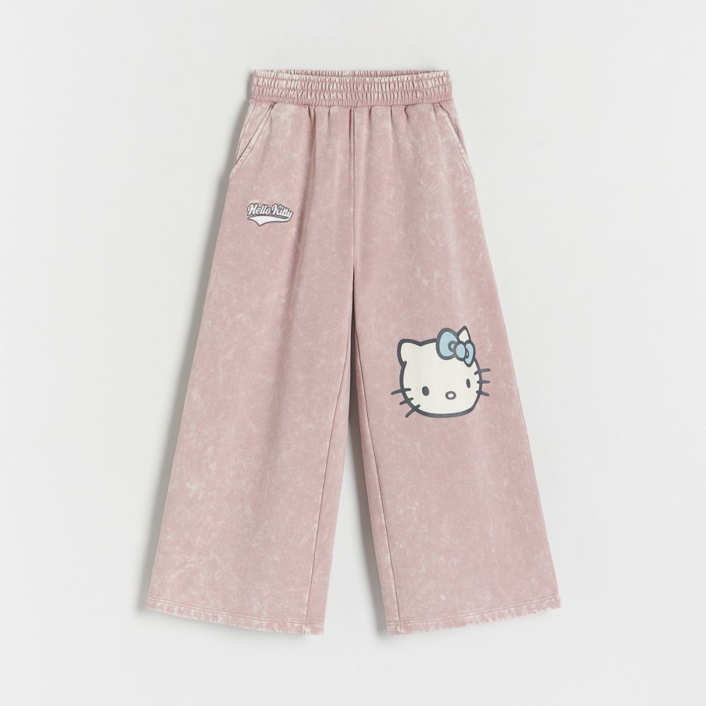 Reserved - Wide leg nohavice Hello Kitty - Ružová