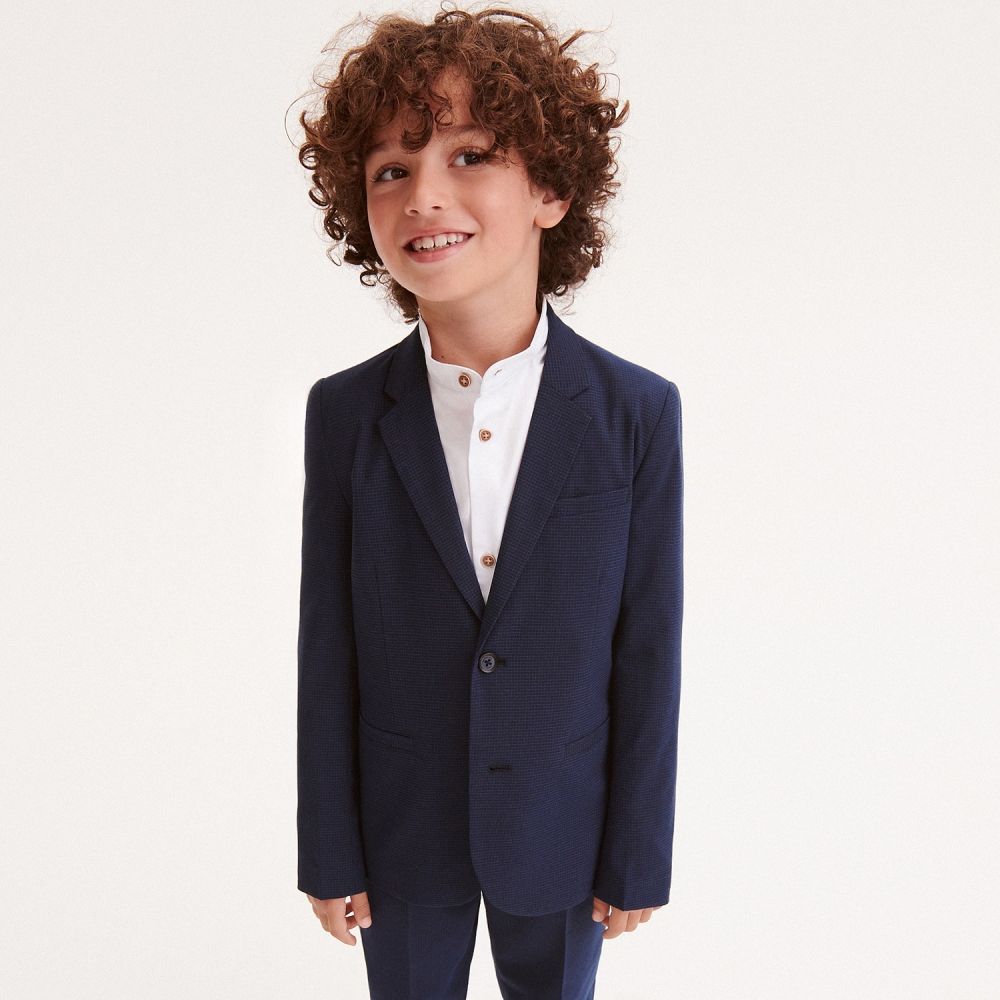 Reserved - Kárované oblekové sako slim fit - Tmavomodrá
