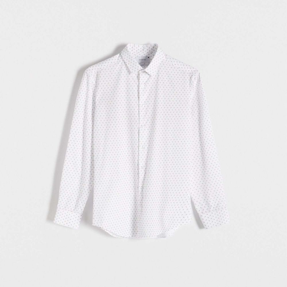 Reserved - Vzorovaná košeľa slim fit - Biela