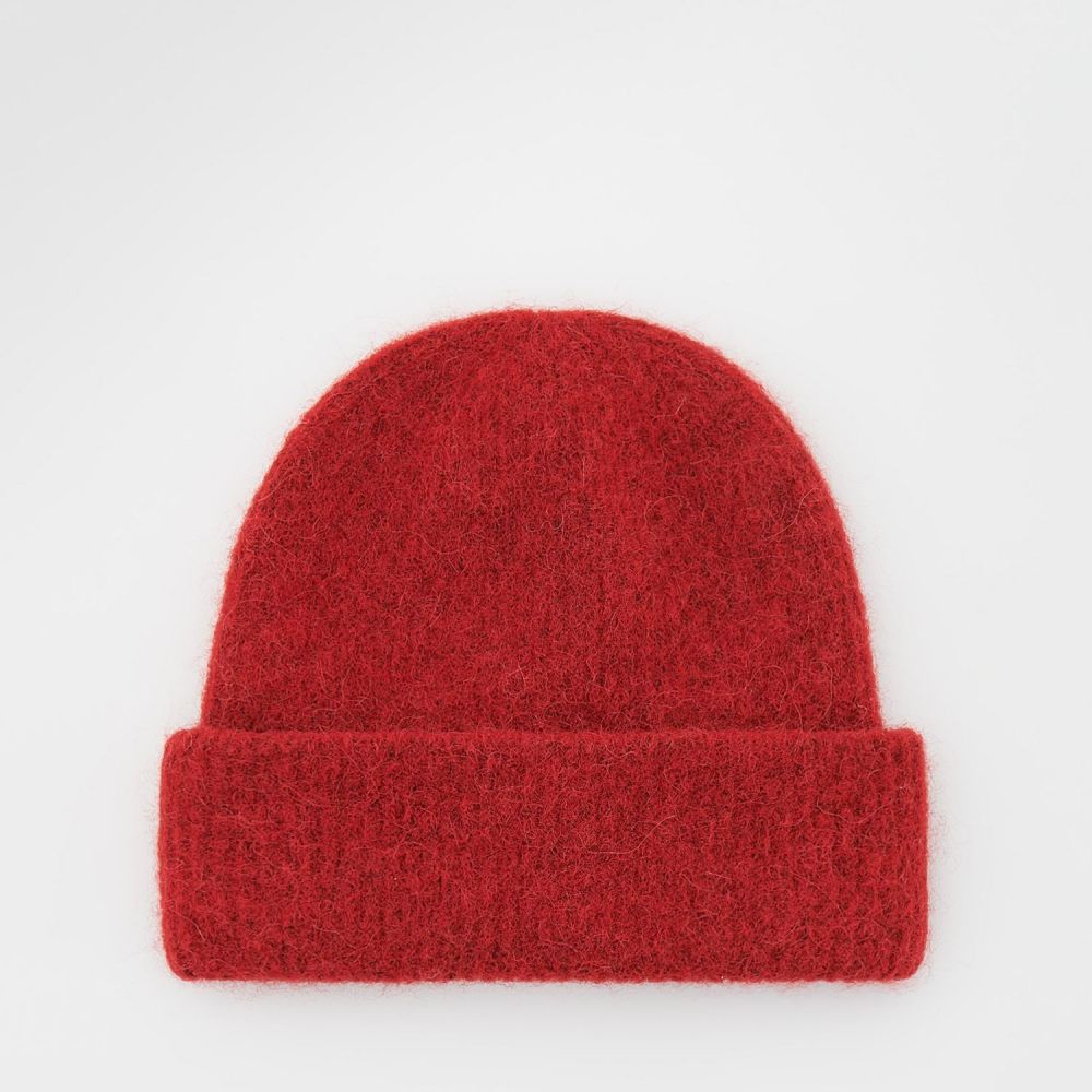 Reserved - Čiapka beanie s prímesou alpaky - Bordový