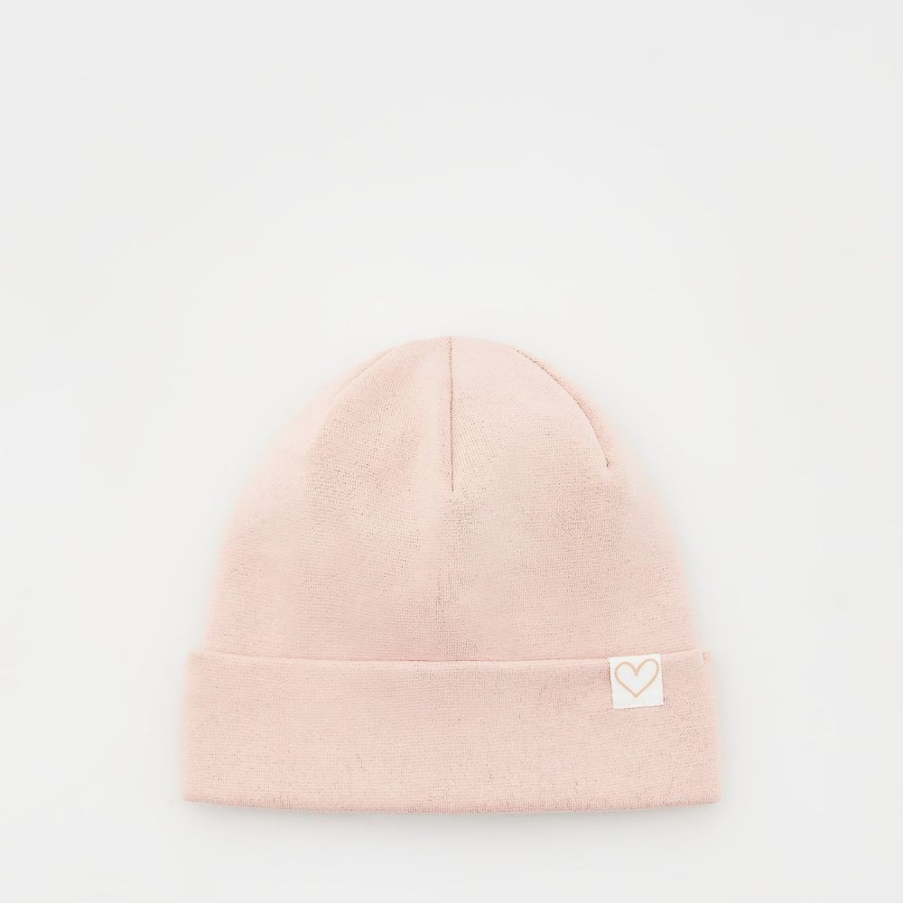 Reserved - Bavlnená čiapka beanie z prúžkovaného úpletu - Ružová