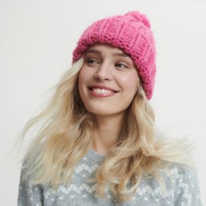 Reserved - Čiapka beanie s brmbolcom - Ružová