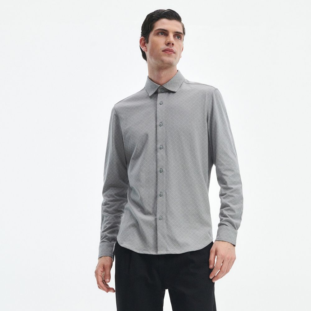 Reserved - Bavlnená košeľa slim fit - Šedá