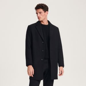 Reserved - Jednoradový kabát s prímesou vlny - Čierna