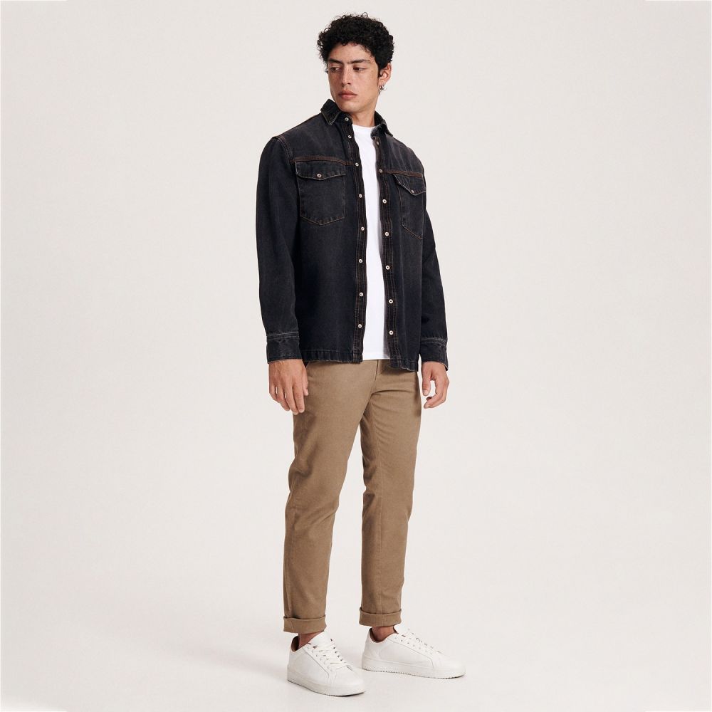 Reserved - Chino nohavice slim fit - Hnědá