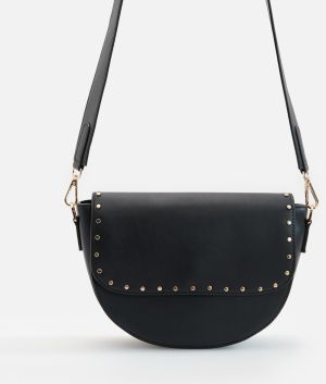 Reserved - Crossbody kabelka s ozdobnými cvokmi - Čierna