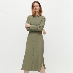 Reserved - Košeľové šaty s opaskom - Khaki