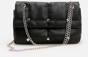 Reserved - Prešívaná crossbody kabelka s retiazkou - Čierna