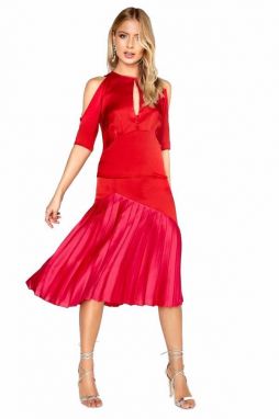 Červená kombinovaná midi sukňa Charlotte galéria