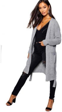 Oversized cardigan s vreckami a opaskom