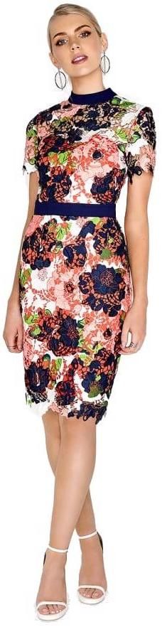 Kvetinové midi šaty s krajkou