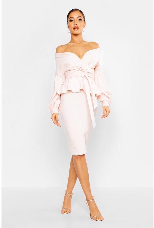 Zavinovacie peplum midi šaty