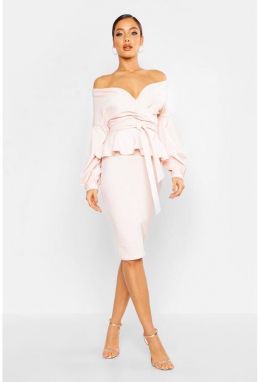 Zavinovacie peplum midi šaty