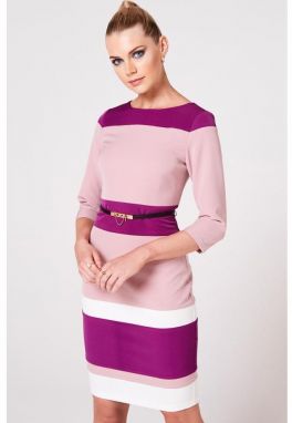 Opásané šaty s farebnými blokmi