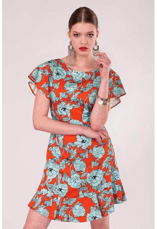 Kvetinové šaty s volánikovým rukávmi