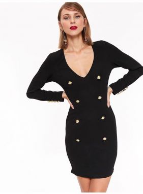 Černé mini šaty s knoflíky