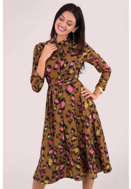 Košeľové leopardí midi šaty