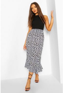 Midi sukňa s leopard vzorom