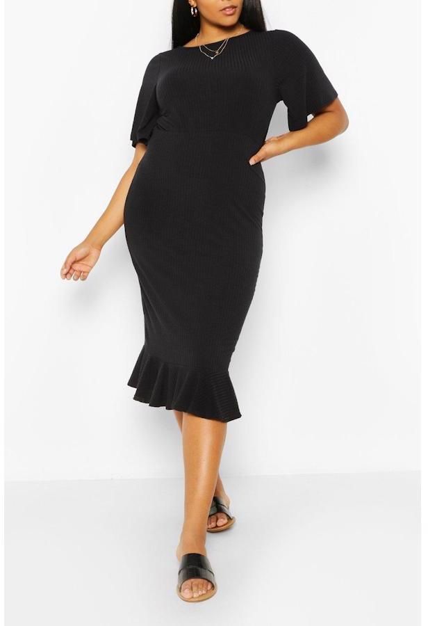 Midi šaty s volánikovým lemom