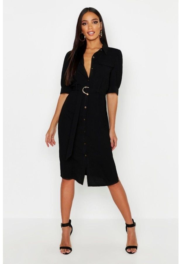 Košeľové midi šaty s opaskom