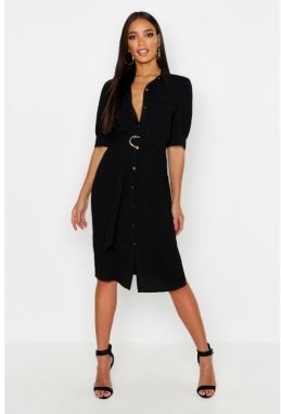 Košeľové midi šaty s opaskom