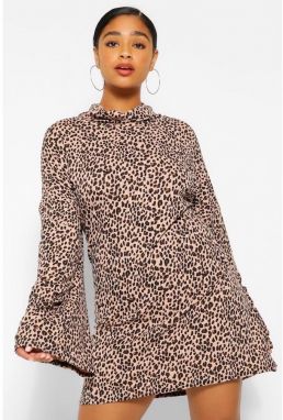 Svetrové šaty s leopard vzorom