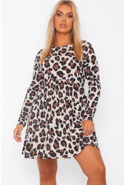 Naberané šaty s leopard vzorom