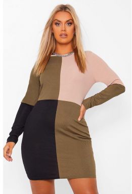 Priliehavé šaty s farebnými blokmi