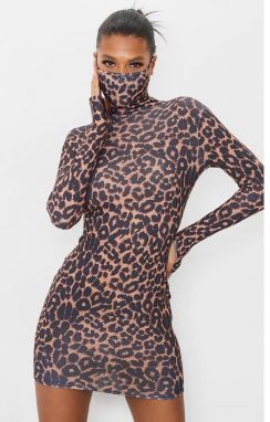 Leopardie priliehavé šaty s rúškom