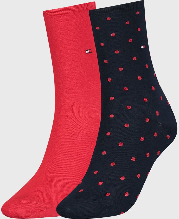 2 PACK červených dámskych ponožiek Tommy Hilfiger Dot