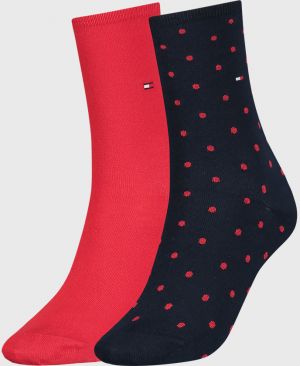 2 PACK červených dámskych ponožiek Tommy Hilfiger Dot