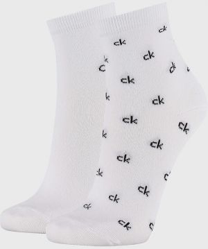 2 PACK dámskych bielych ponožiek Calvin Klein Gretchen