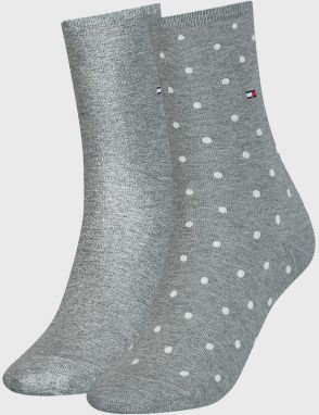 2 PACK dámskych ponožiek Tommy Hilfiger Dot Grey