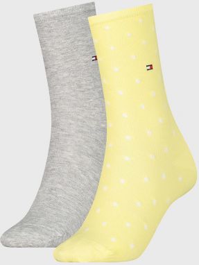 2 PACK dámskych ponožiek Tommy Hilfiger Dot Yellow