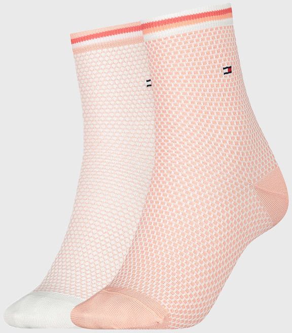 2 PACK dámskych ponožiek Tommy Hilfiger Honeycomb Coral
